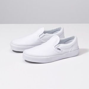 White Slip On Vans